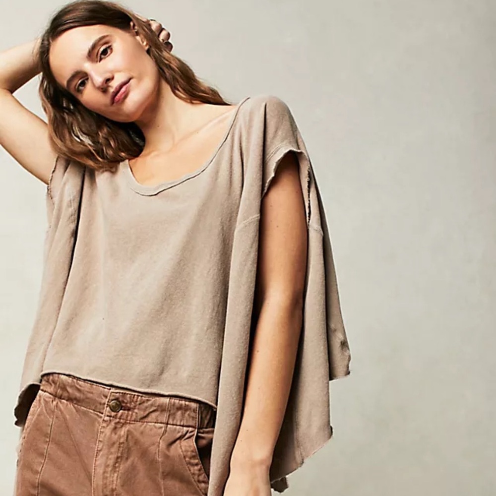 Free People We the Free Care Angel Tee Light Brown New Size XS